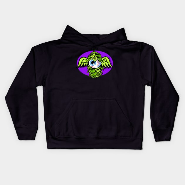 Flying Hop Eyeball Kids Hoodie by Mindy’s Beer Gear